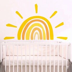 23x39.5 Reusable Wall Decals Stickers Golden Yellow Orange Boho Sun Sunshine NIP